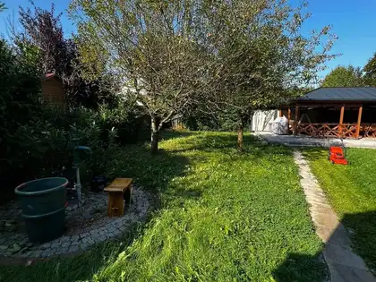 Derselbe Garten vor und nach dem Pflegetermin – vorher